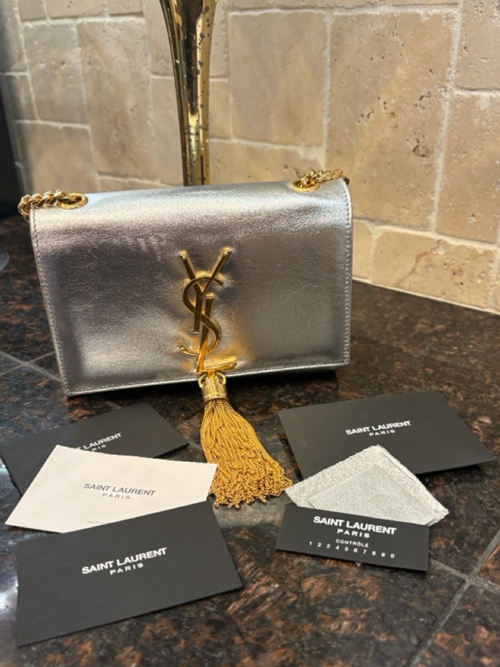 Saint Laurent Dust Bag Mini Kate Tassel Dust Bag Metallic new condition $2500 - Picture 7 of 14